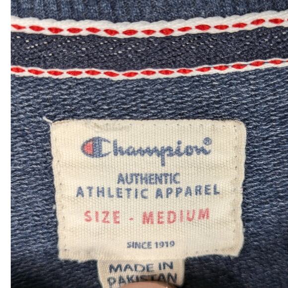 Champion Medium Crewneck Sweatshirt Men Blue Pullover Long Sleeve Cotton Casual - Picture 2 of 4